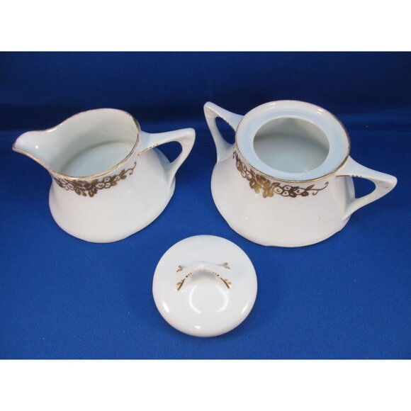 Vintage 1940s Porcelain Creamer and Sugar Bowl Set Signed Z.S.C Bavaria - Picture 3 of 13
